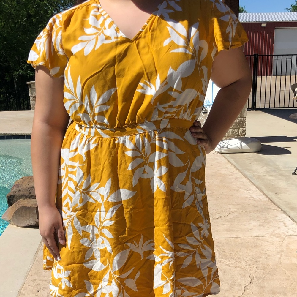 Cute Yellow Print Dress | XL